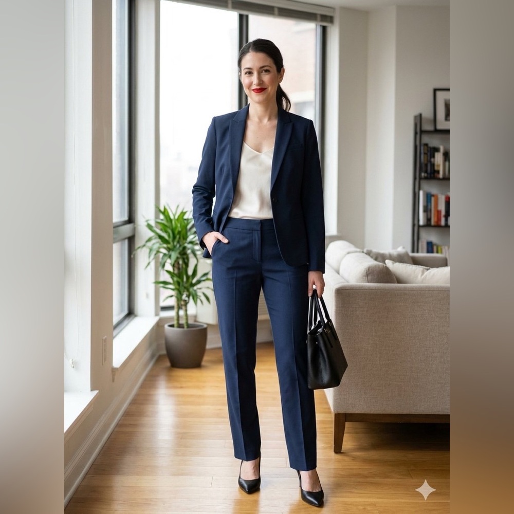 Banana Republic blue Suit set Blazer(Sz 2) Pants (Size 0p) smart career office